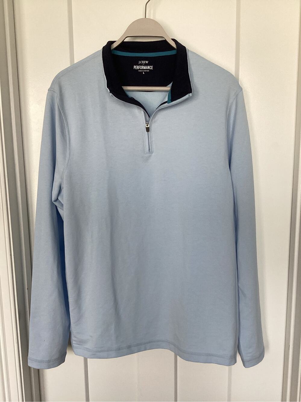 J. Crew Men's Performance Quarter-Zip Pullover Outdoor Light Blue Size Large